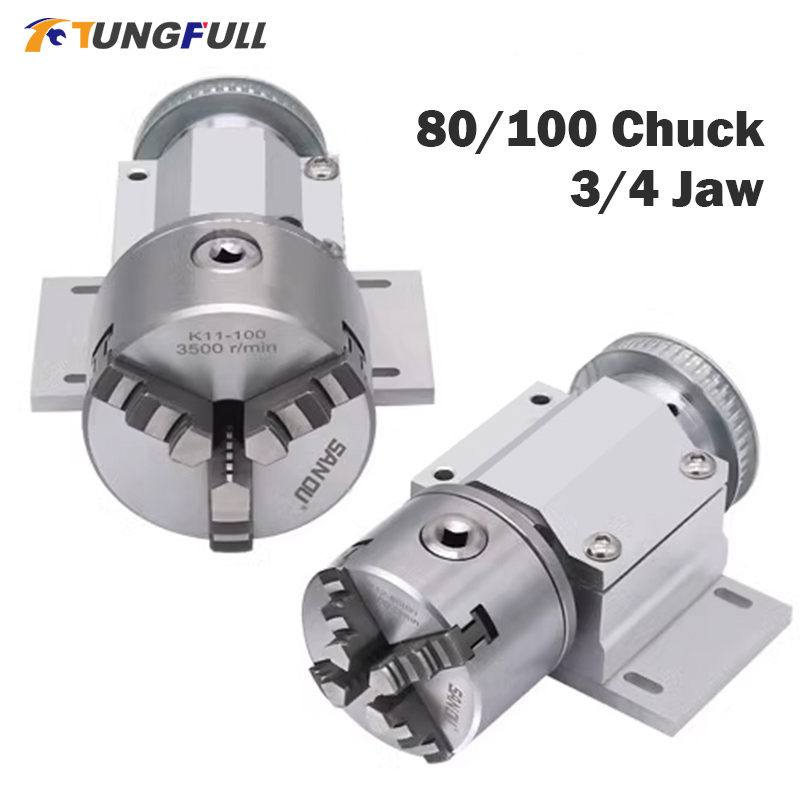 3 Jaw Chuck 100mm 80mm 4 Jaw C - Rotary Axis Laser Engraver ulasan dan harga